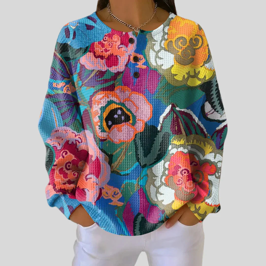 Ida | Sweater with Large Colorful Flowers