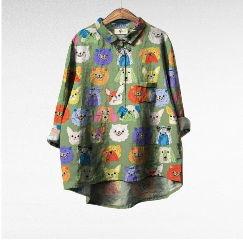Leviana | Exclusive Blouse with Dog Print