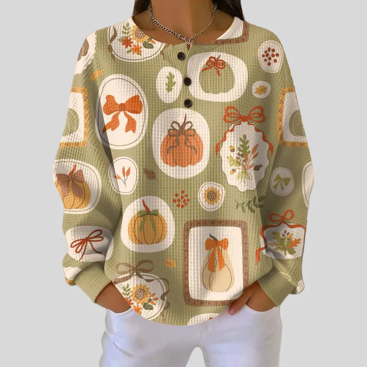 Freja | Autumn Sweater with Bows and Pumpkins