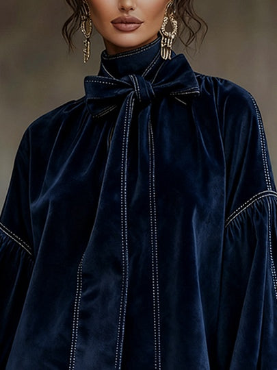 Lunori™ | Valentina – Mini Velvet Dress with Bow