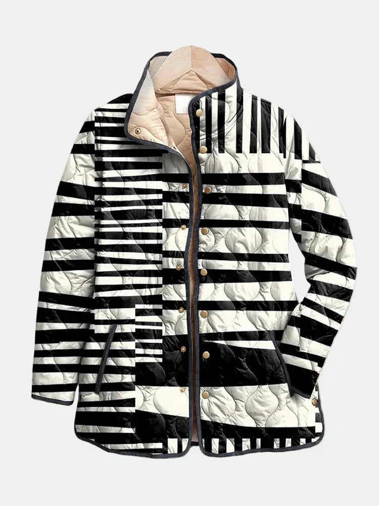 MIREN | Abstract Padded Jacket Black and White