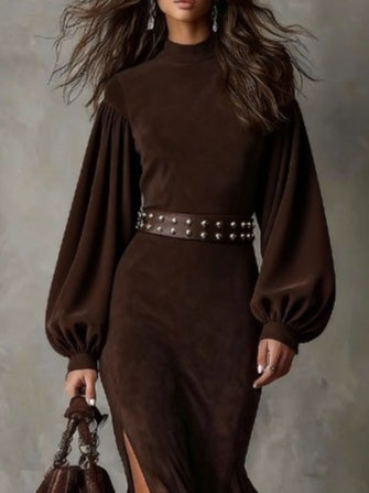 Lunori™ Harriet | Vintage Suede Midi Dress