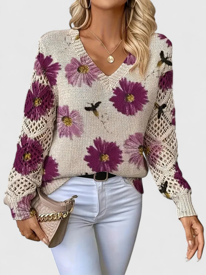 Trista | Elegant Floral Pullover
