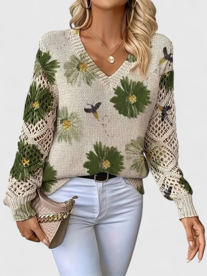 Trista | Elegant Floral Pullover
