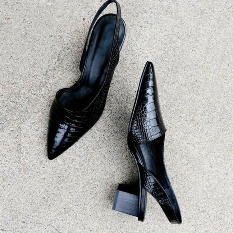 Linn | Croc-Embossed Slingback Heels