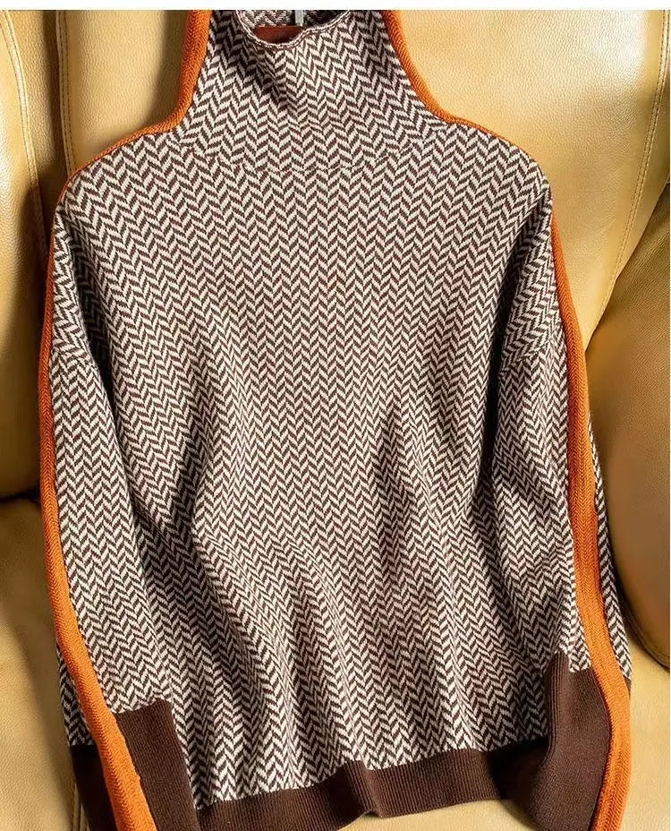 Elana | Herringbone Luxe Turtleneck