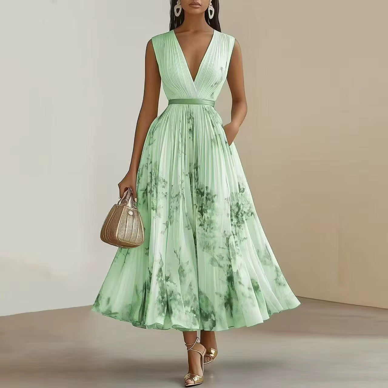 Milano | Elegant Pleated Maxi Dress