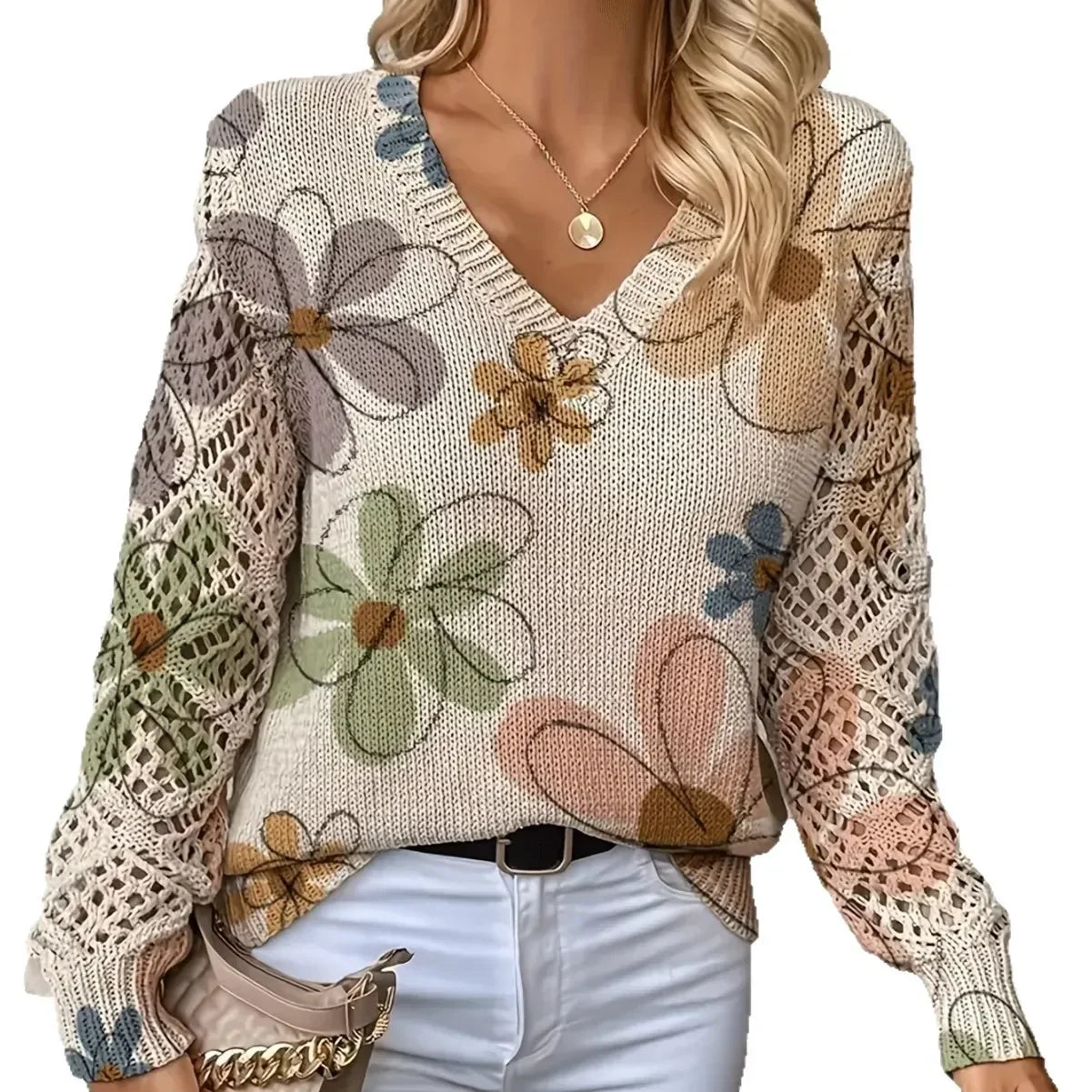 Trista | Elegant Floral Pullover